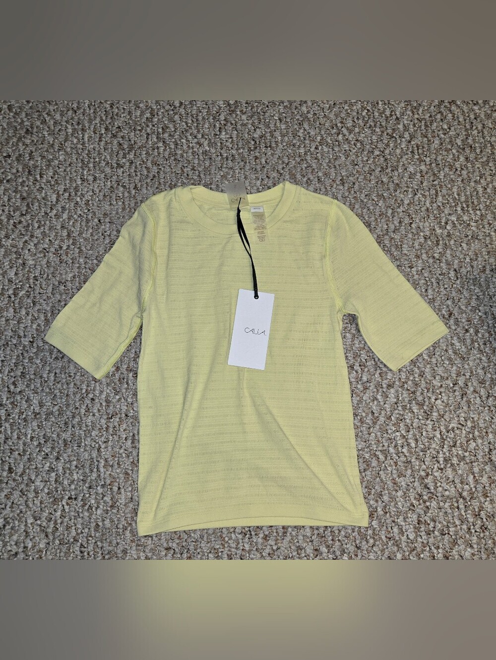 NWT Calia Women's Seamless Crop Elbow Tee, Size Small - Fresh Hay